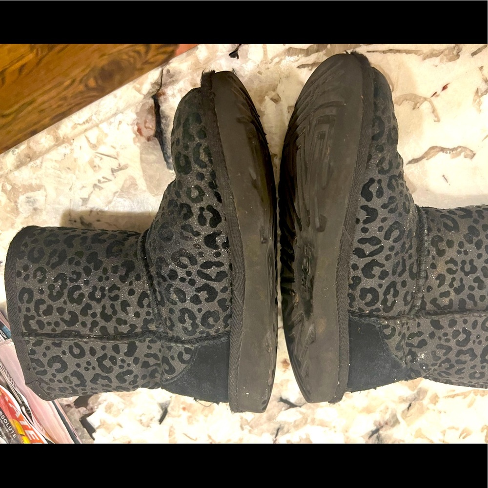 Girls black leopard Ugg boots
